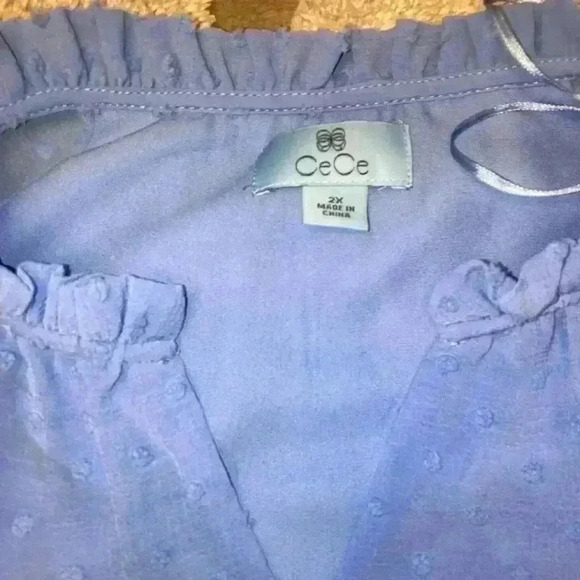 CeCe Split Neck Long Sleeve Clip Dot Tiered Babydoll Dress NEW - Picture 6 of 12